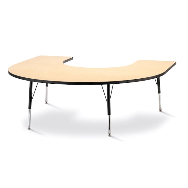 Berries Horseshoe Activity Table, 66 in. x 60 in., A-height, Maple/Black/Black